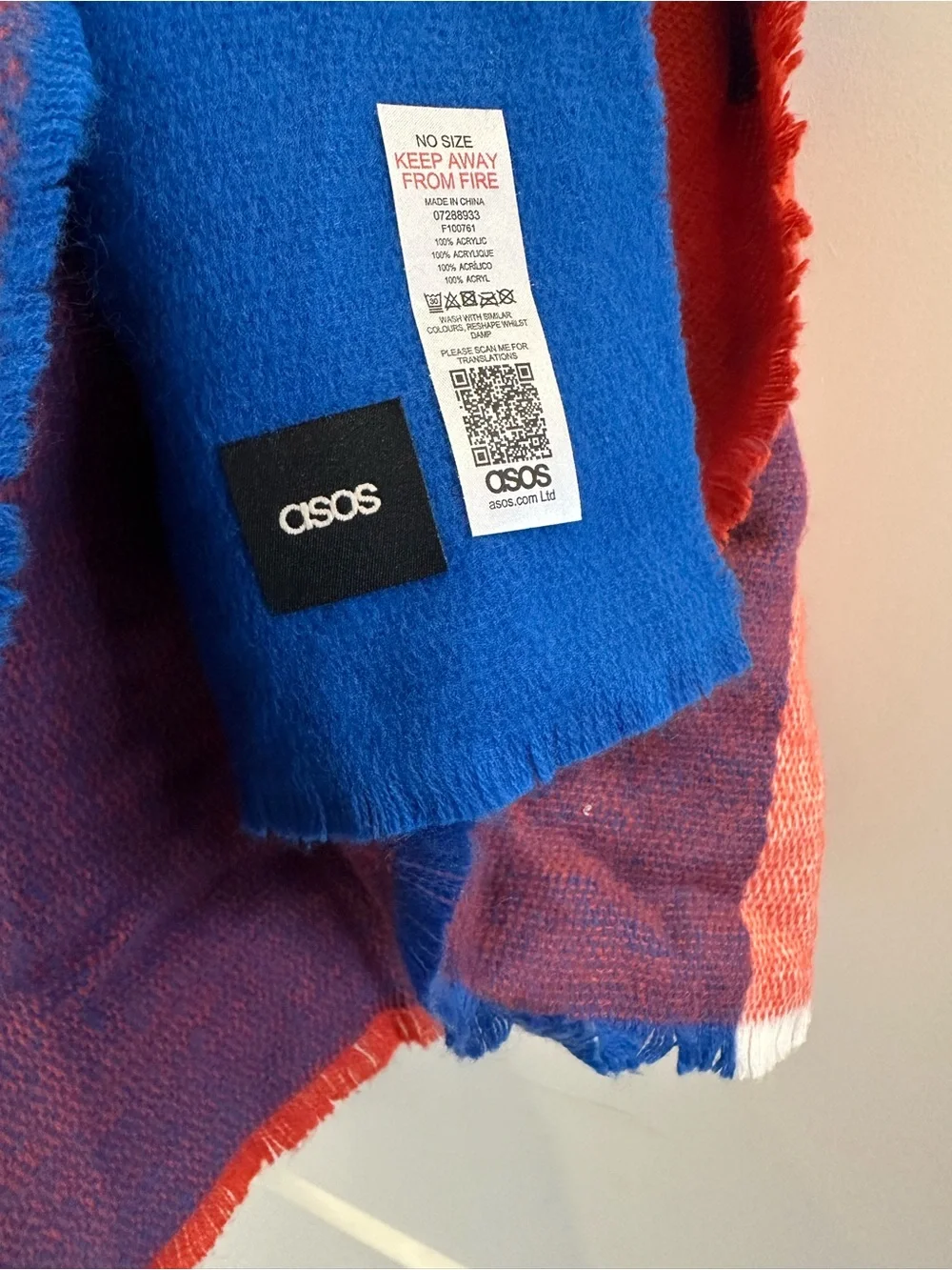 ASOS Colorblock Blue & Red Home Accent Scarf